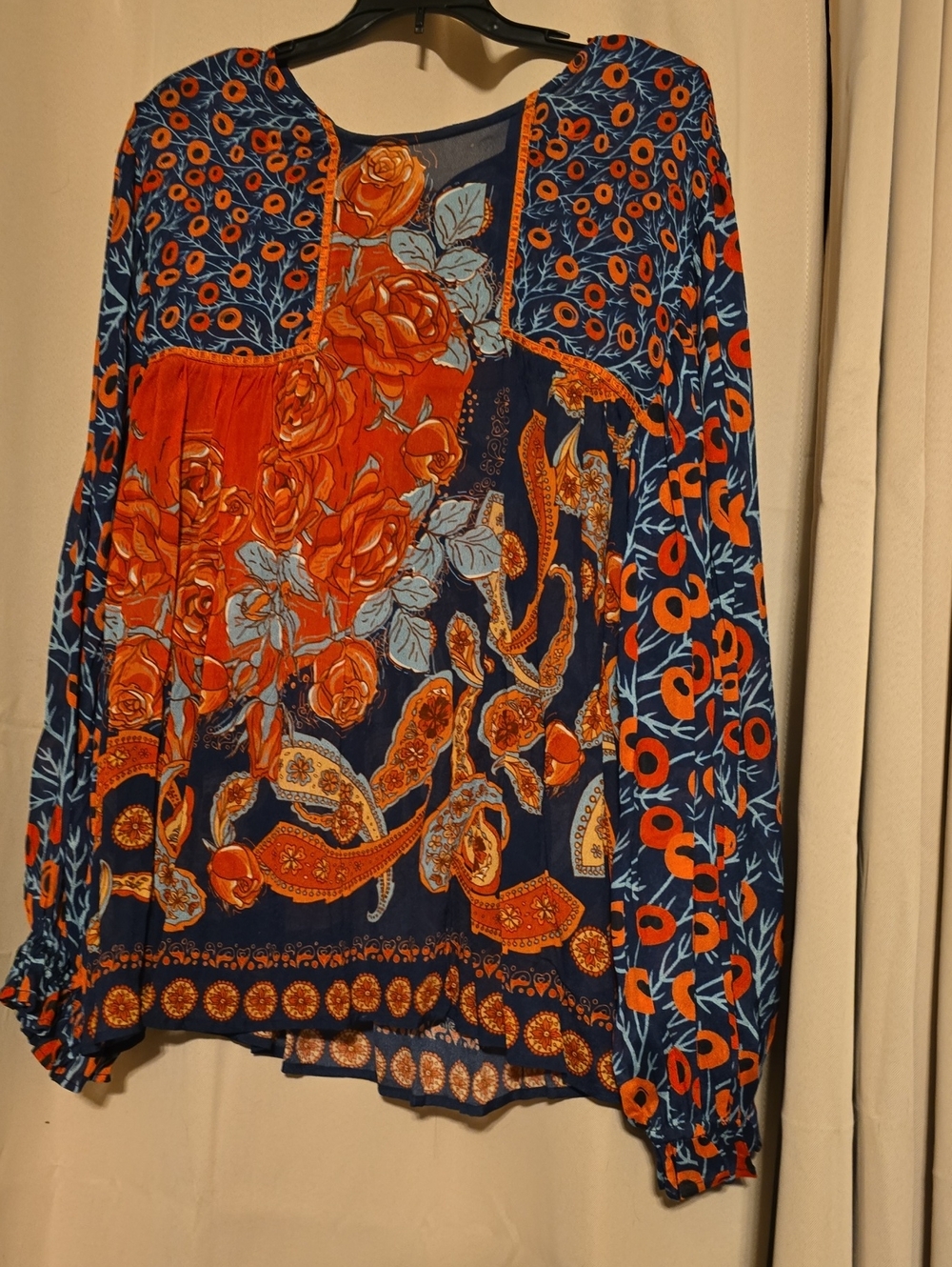 Blank London Bohemian Floral Print Maxi Skirt - Navy & Orange XL